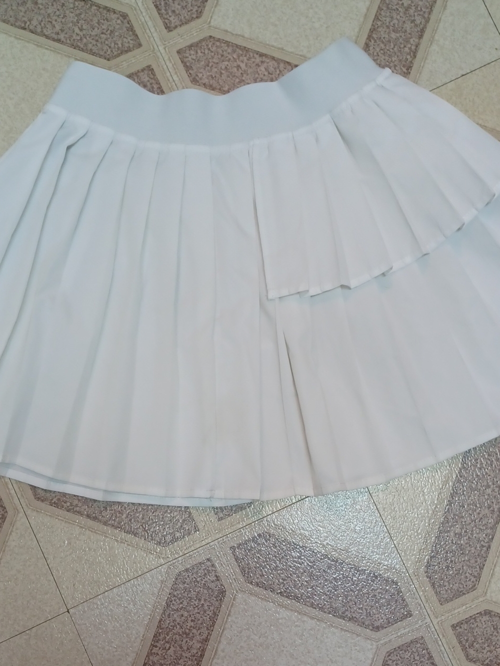 SHEIN White Pleated Circle Skater Mini Skirt